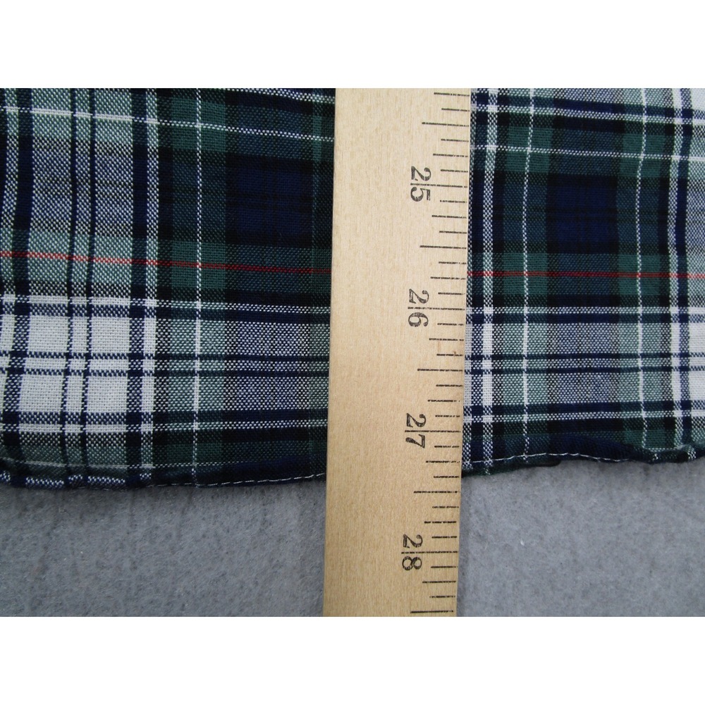 J.Crew Mens Broken-In Oxford Shirt Green Navy Plaid Organic Cotton BE996 Oars - Picture 9 of 12